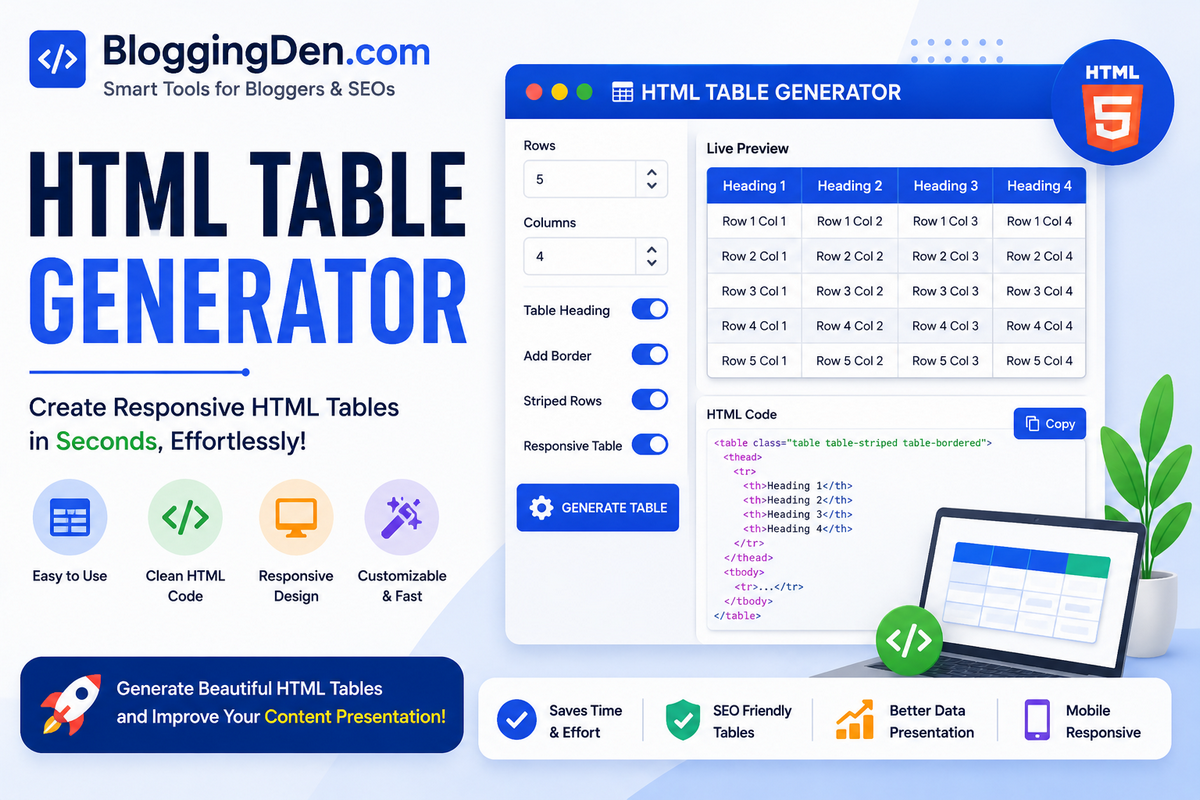 HTML Table Generator tool