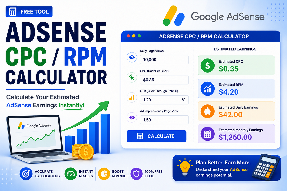 AdSense CPC RPM calculator tool banner