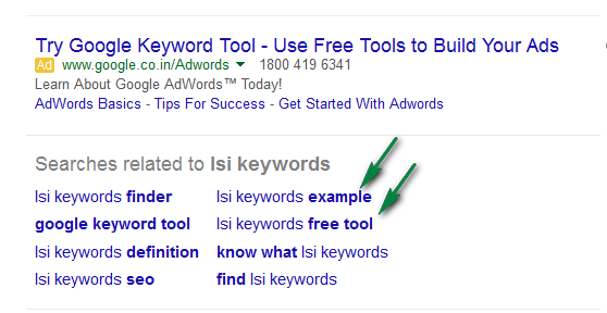 Search related terms - LSI keywords