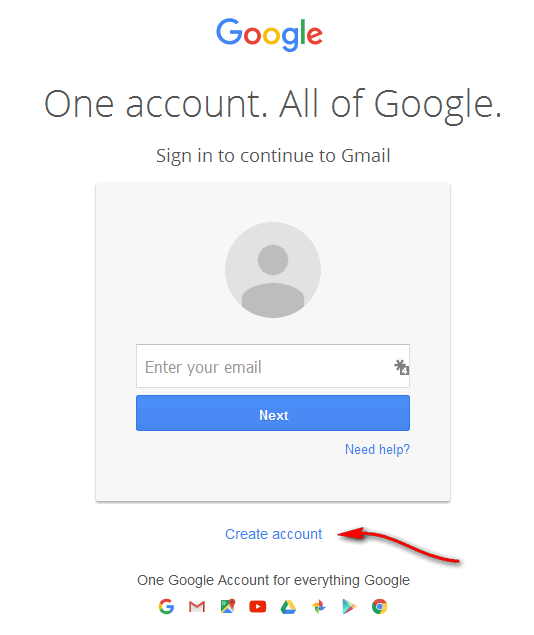 Go to Google to create new account