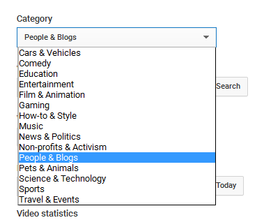 category selection in video uploading