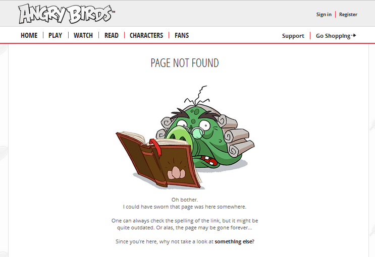 angry birds 404 error page