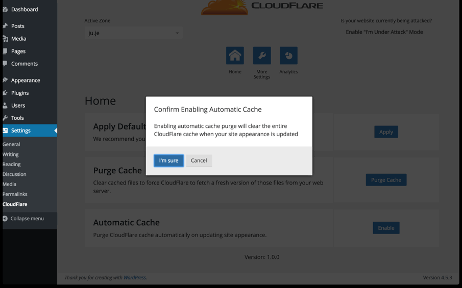 enable automatic cache