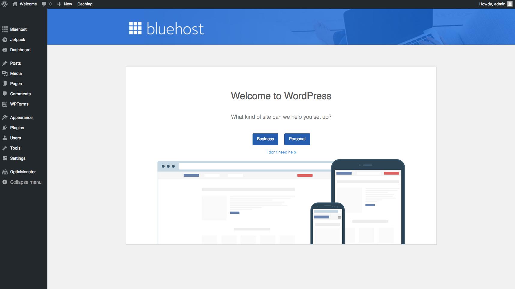Welcome to WordPress in Bluehost
