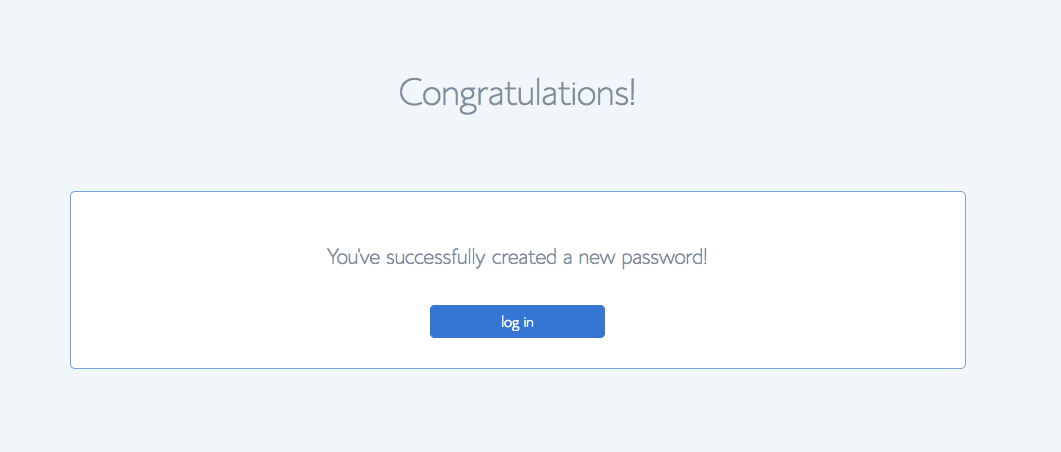 Congratulations message from Bluehost