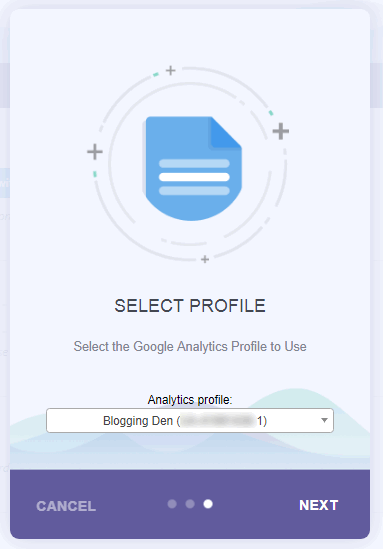 select profile in Google analytics