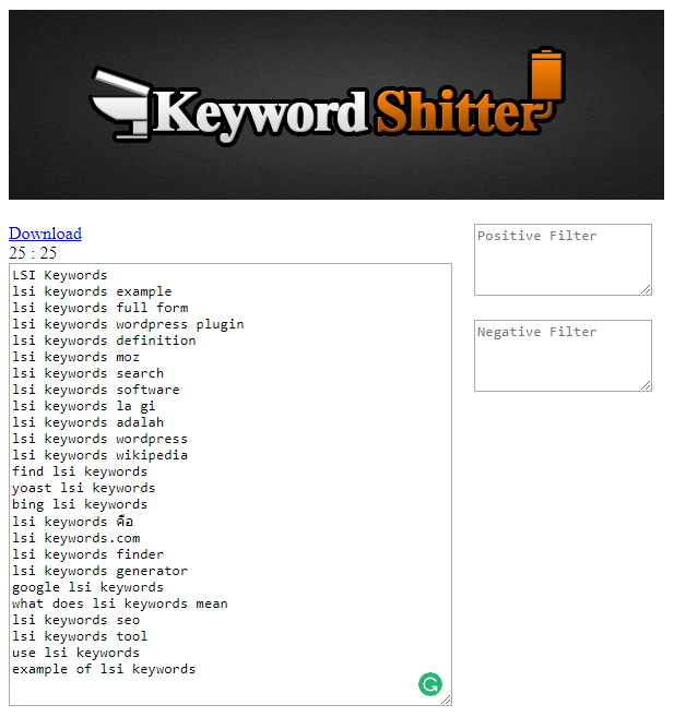 Keywordshitter tool