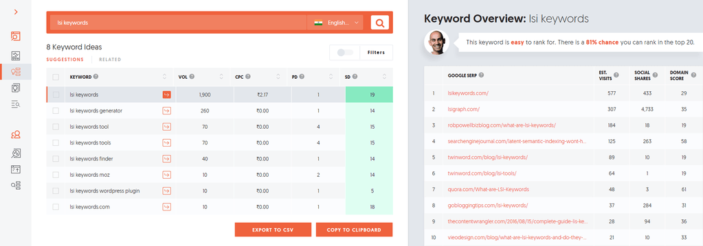 ubersuggest by neilpatel keyword ideas