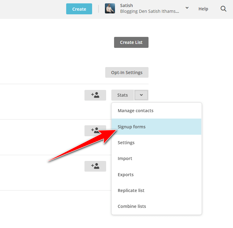 create signup forms in mailchimp