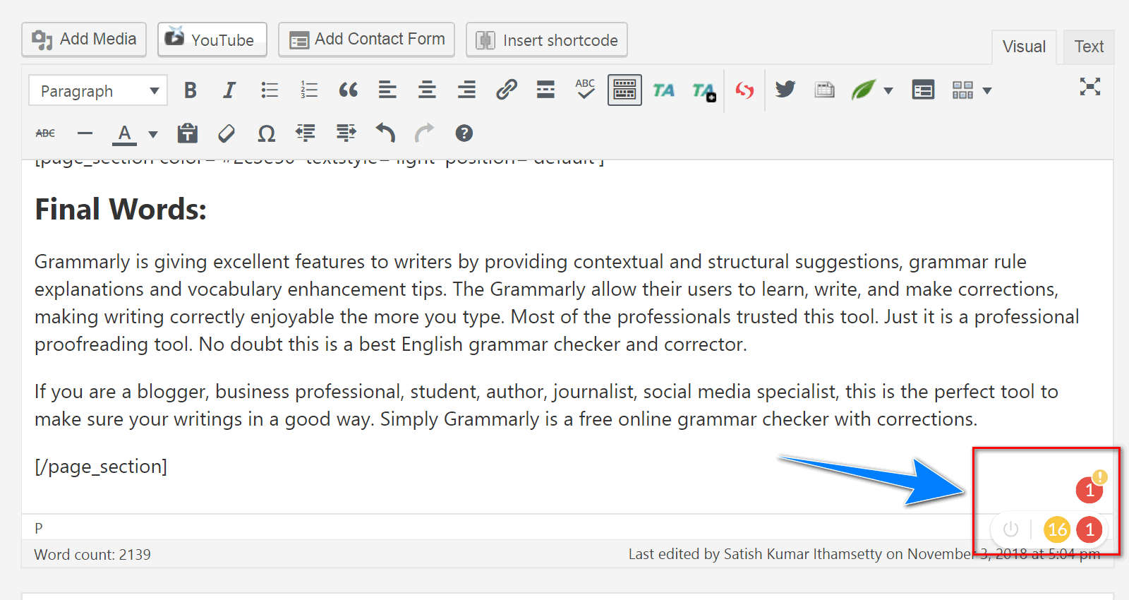 browser extension working mode in wordpress - best grammar corrector
