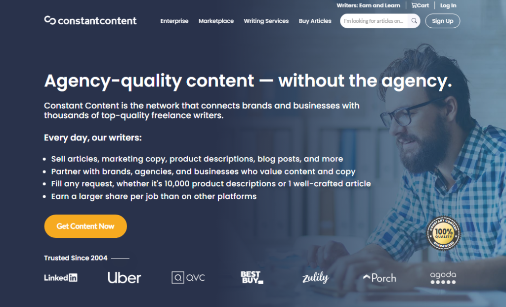 Constant Content Homepage