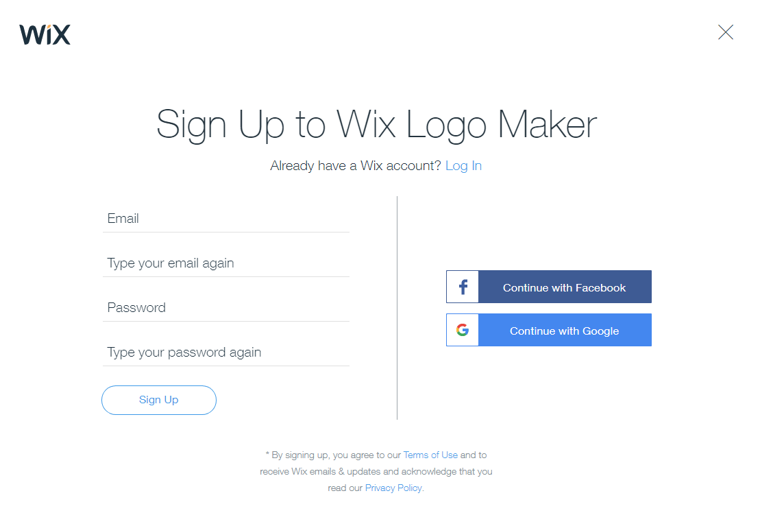 wix logo maker login