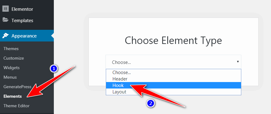 choose HOOK from Elements