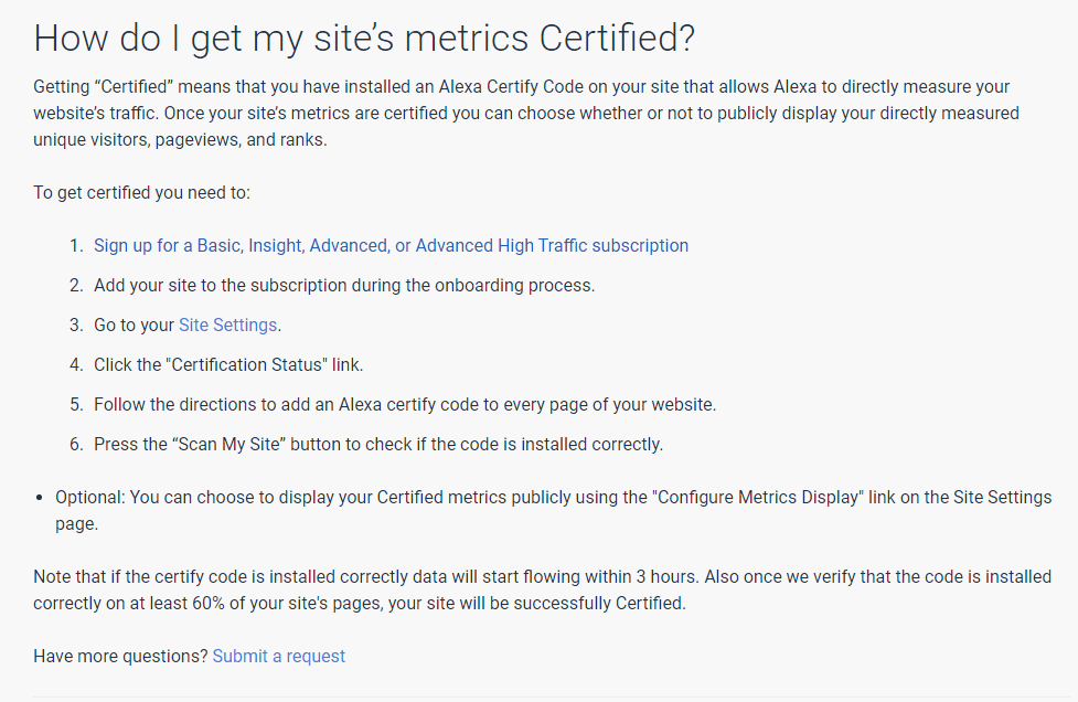 How to get your site’s metrics certified