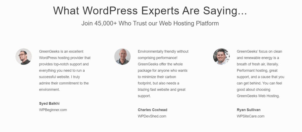 experts testimonials on wordpress hosting
