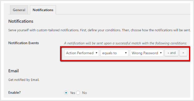 configure notification events in activity logs settings
