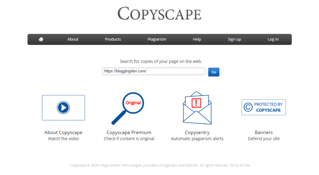 copyscape Plagiarism detection software