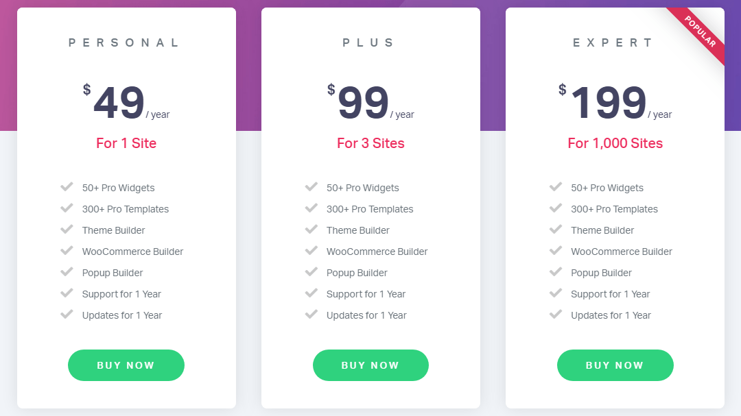 elementor pro plugin pricing