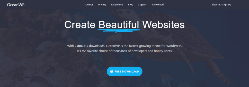 oceanwp theme homepage