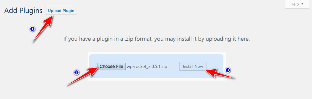 upload WP Rocket plugin and activate