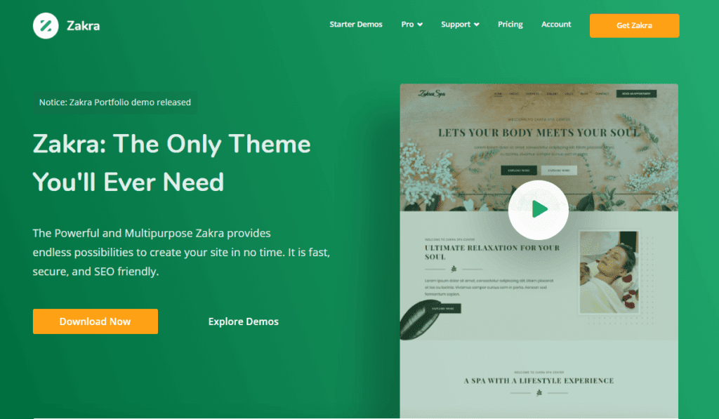 zakra theme for WordPress