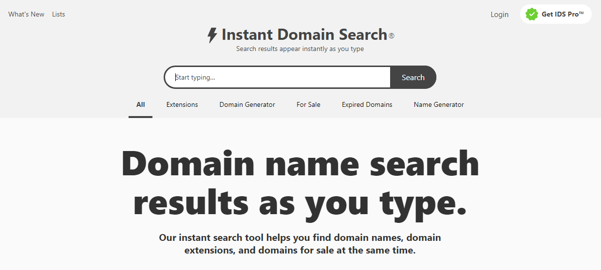 Instant Domain Search tool
