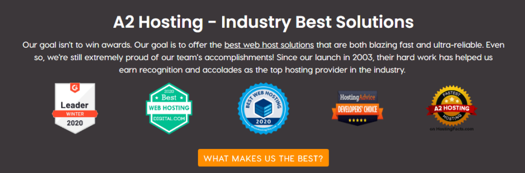 a2 hosting awards industry best solutions