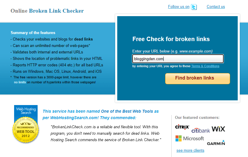 free online broken link checker