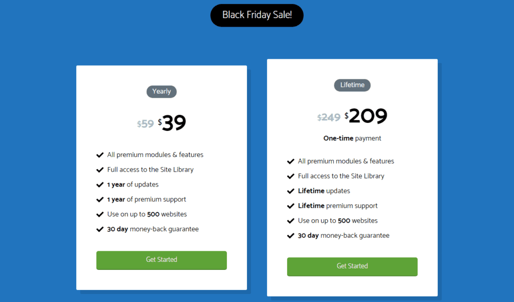 black friday sale pricing page