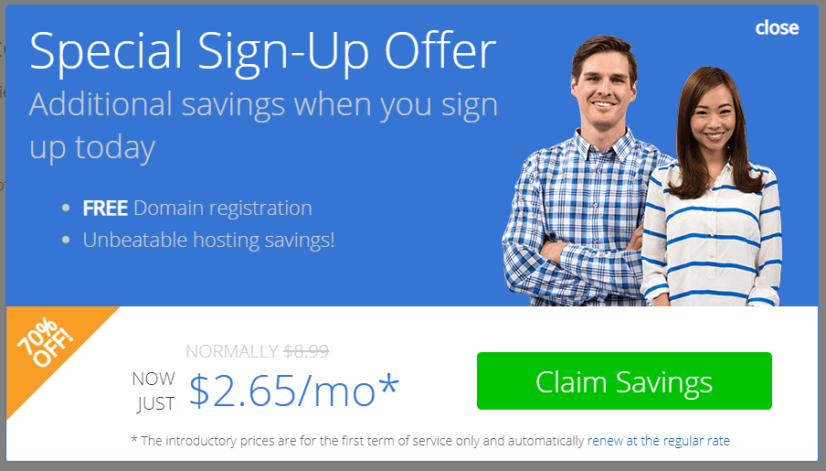 bluehost special discounted price 2021