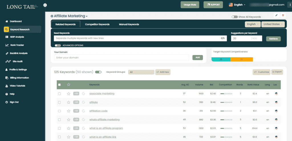 long tail pro - keyword research