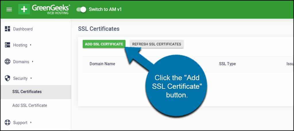 Add SSL certificate in Greengeeks