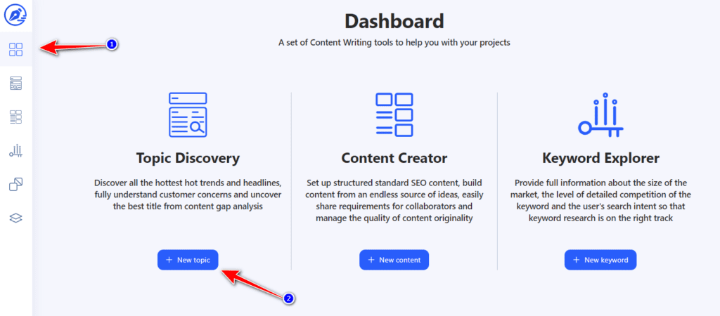 choose topic discovery from dashboard