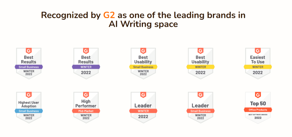 best ai writing space recognized by G2