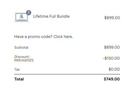 kadence lifetime deal checkout page