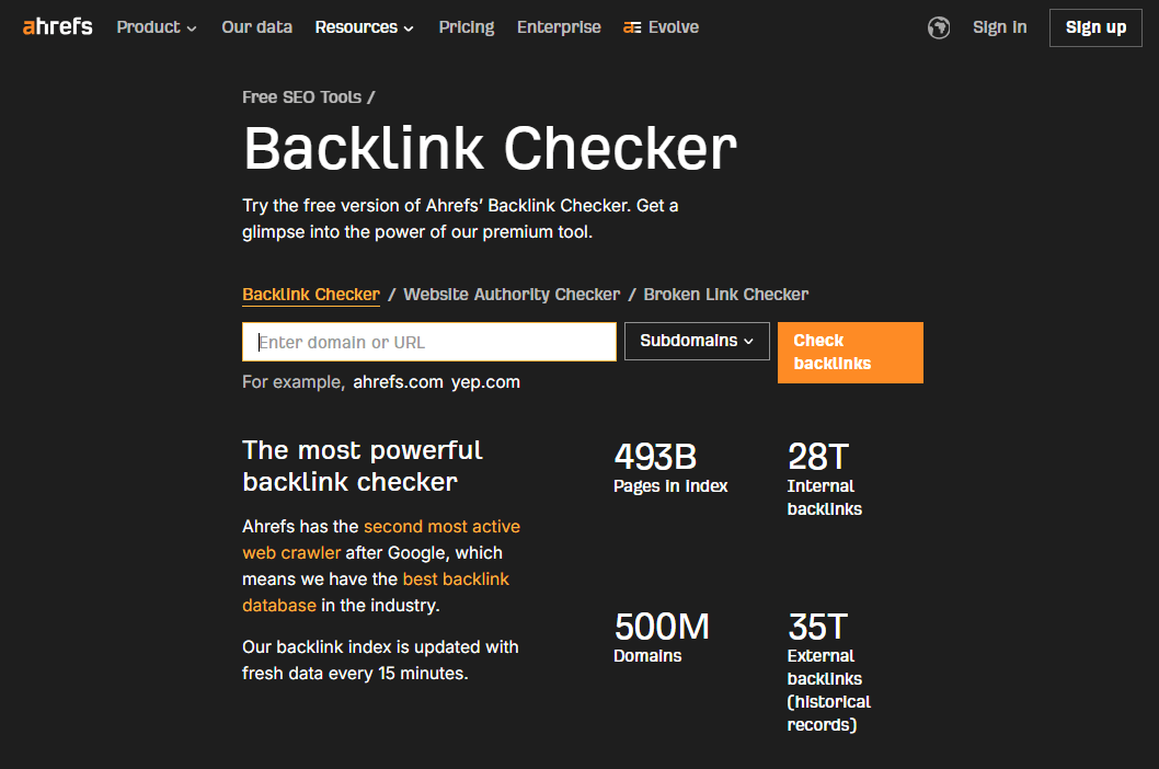 ahrefs backlink checker new