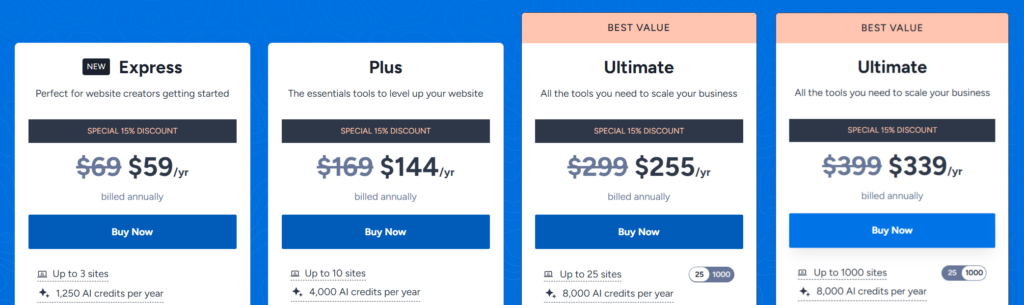 Kadence wp Plan Discount Table October 2025