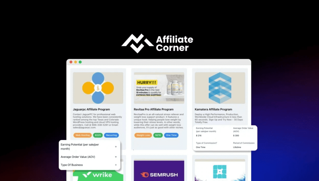 affiliate corner lifetime deal