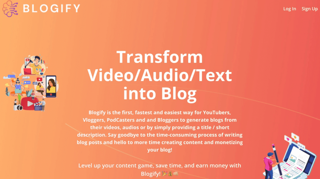 blogify video audio text into blog