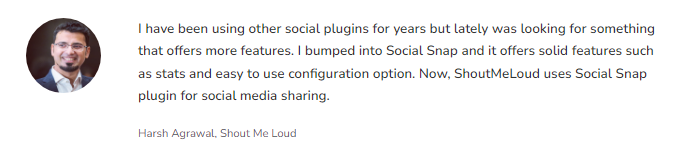 harsha agarwall review on social snap plugin