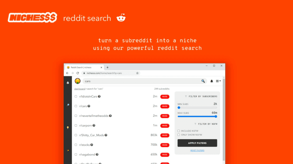 nichesss reddit search