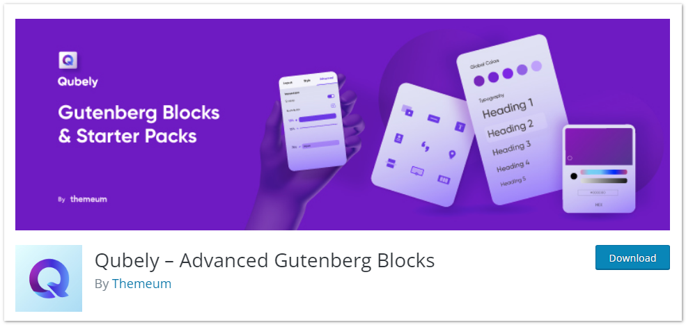 Qubely: Advanced Gutenberg Blocks