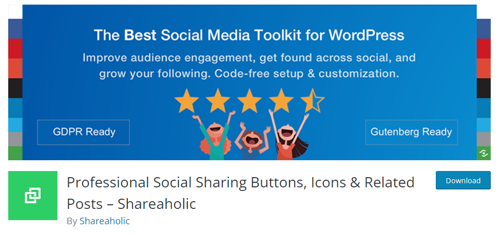 shareaholic social sharing buttons plugin