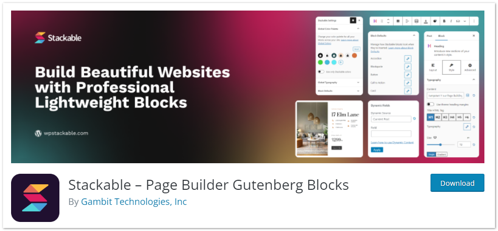 stackable page builder gutenberg blocks