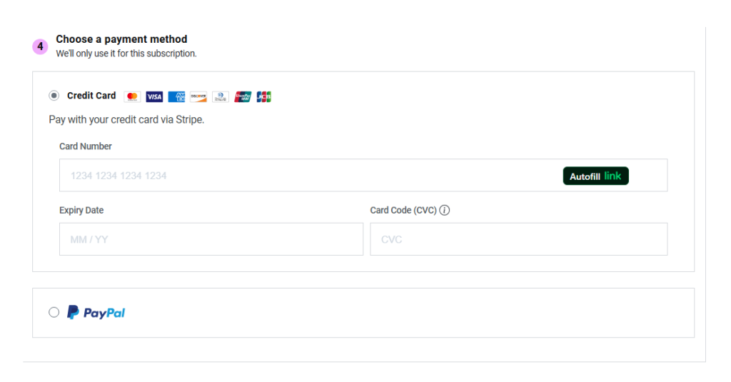 choose payment method