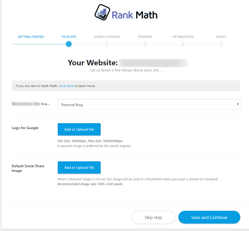 Rank math wizard - your site setup