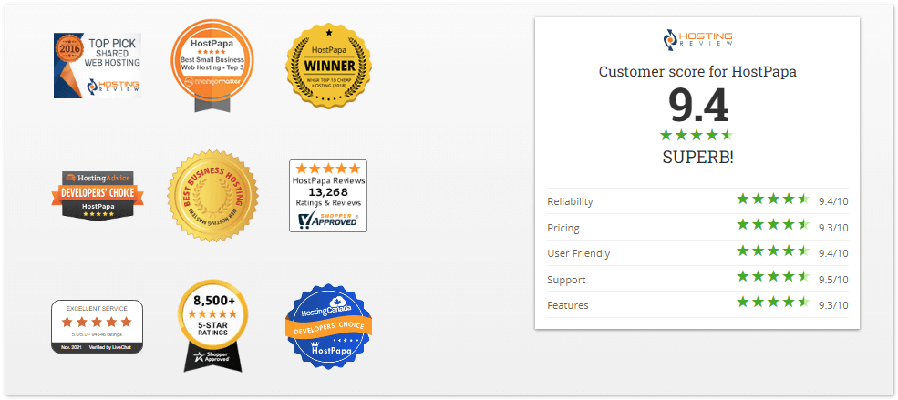 award winning web hosting - hostpapa