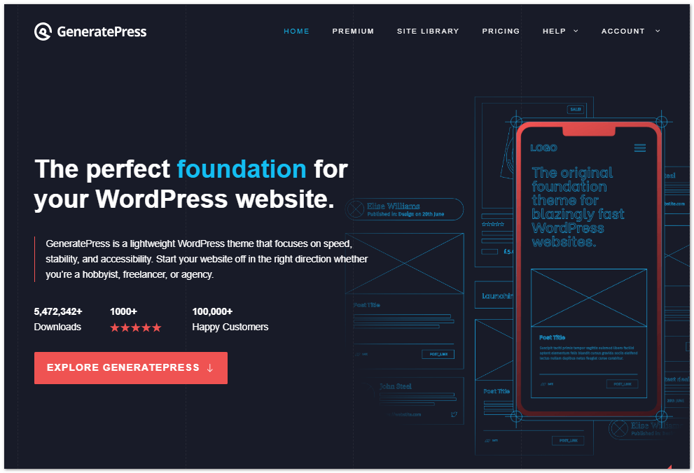 GeneratePress theme for WordPress users