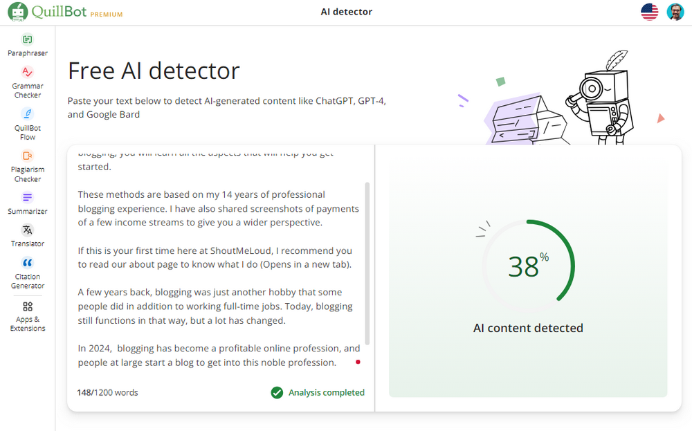 quillbot Free Ai detector