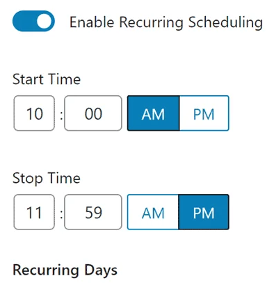 Enable Recurring Scheduling